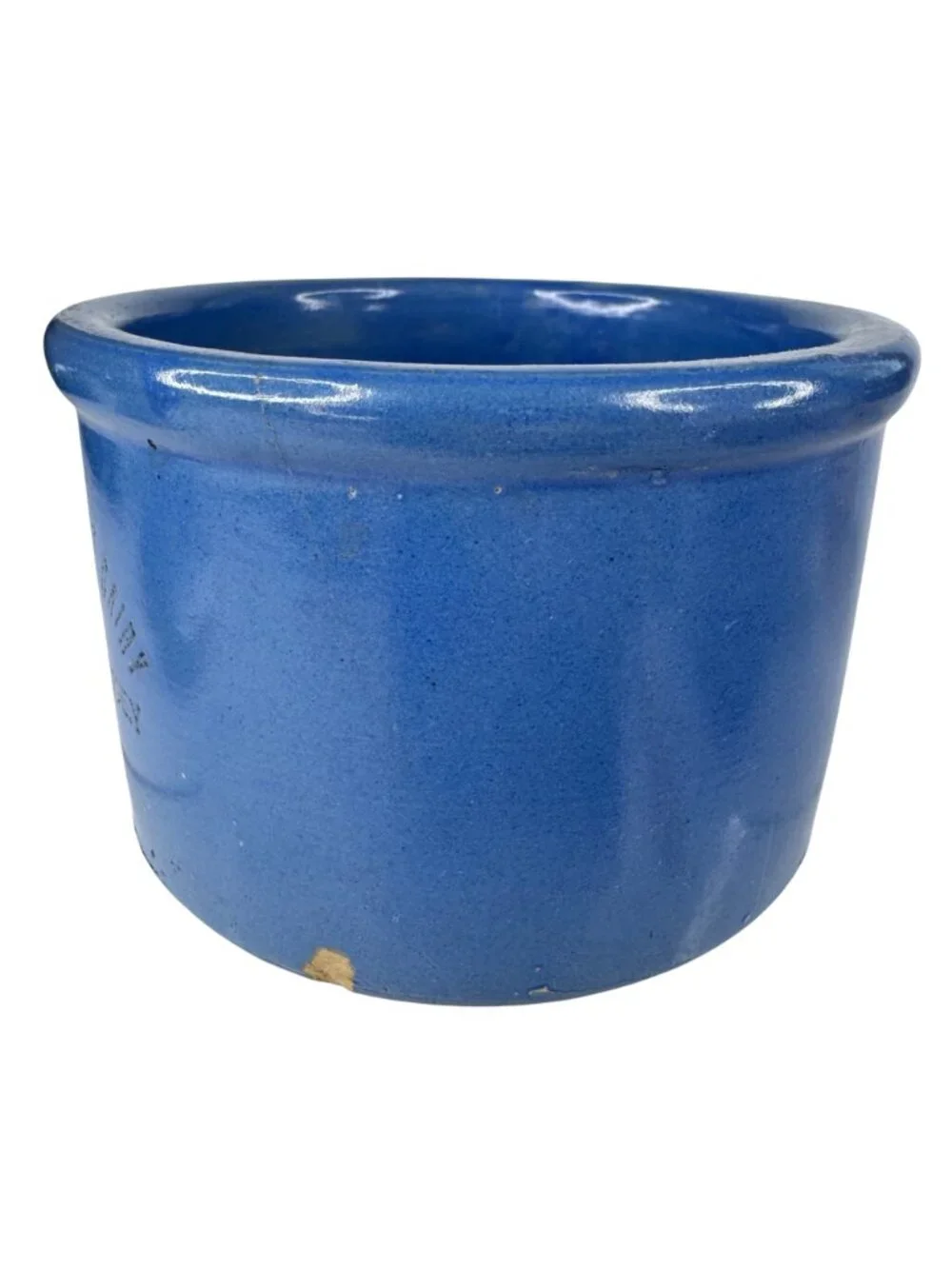 Ewald Bros. Sanitary Dairy Blue Ceramic Butter Crock 5" Golden Guernsey MN Vtg - Picture 2 of 12